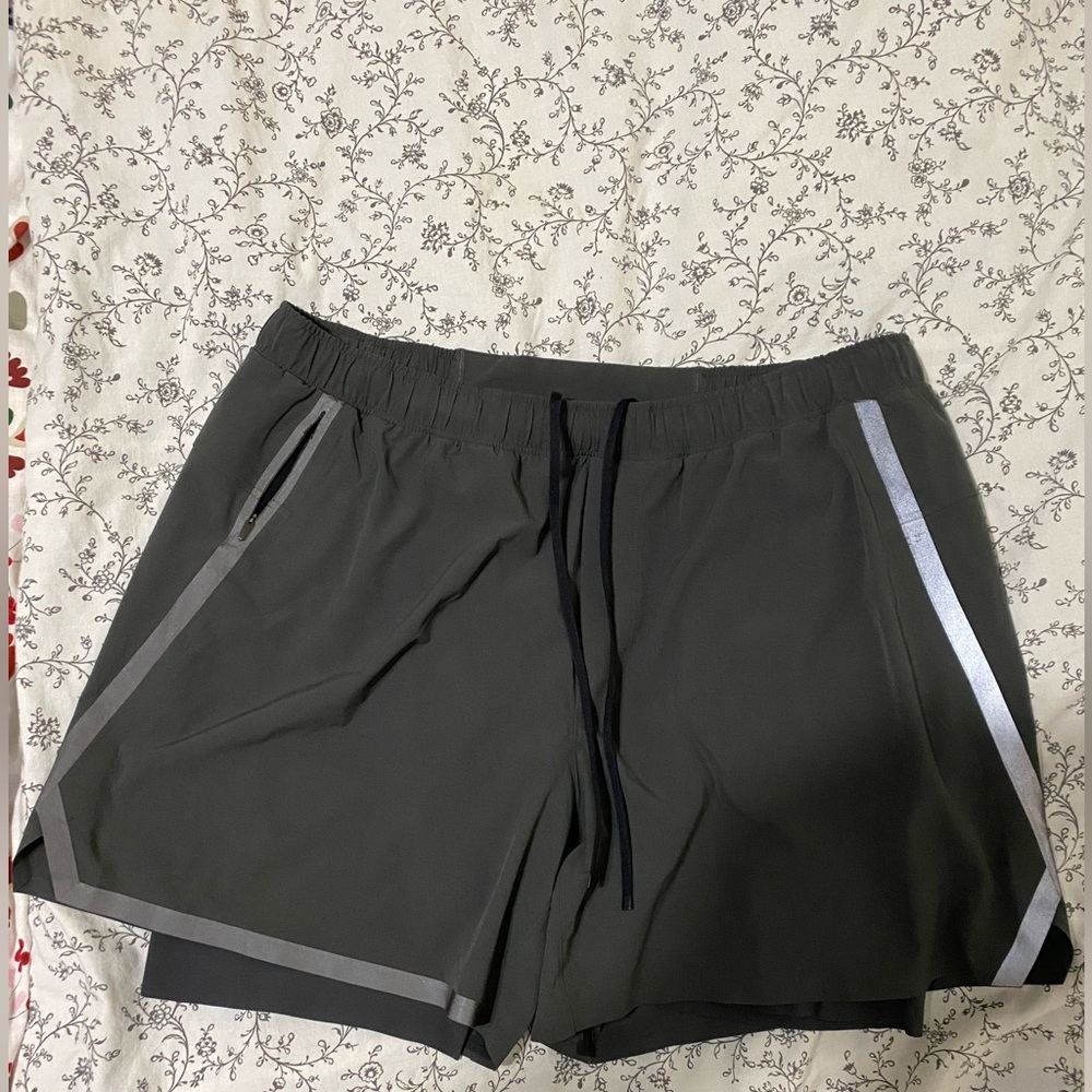 Lululemon Gray Athletica Shorts with Reflective Stripes XXL